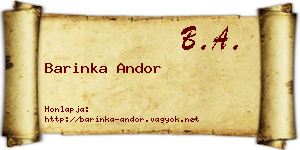 Barinka Andor névjegykártya