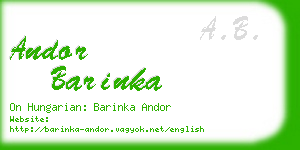 andor barinka business card